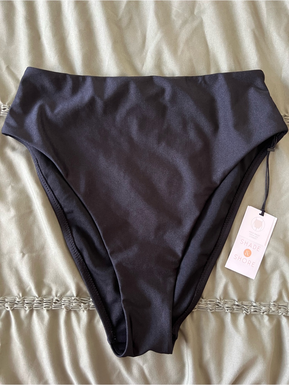 Shade & Shore Black High-Waist Cheeky Bikini Top